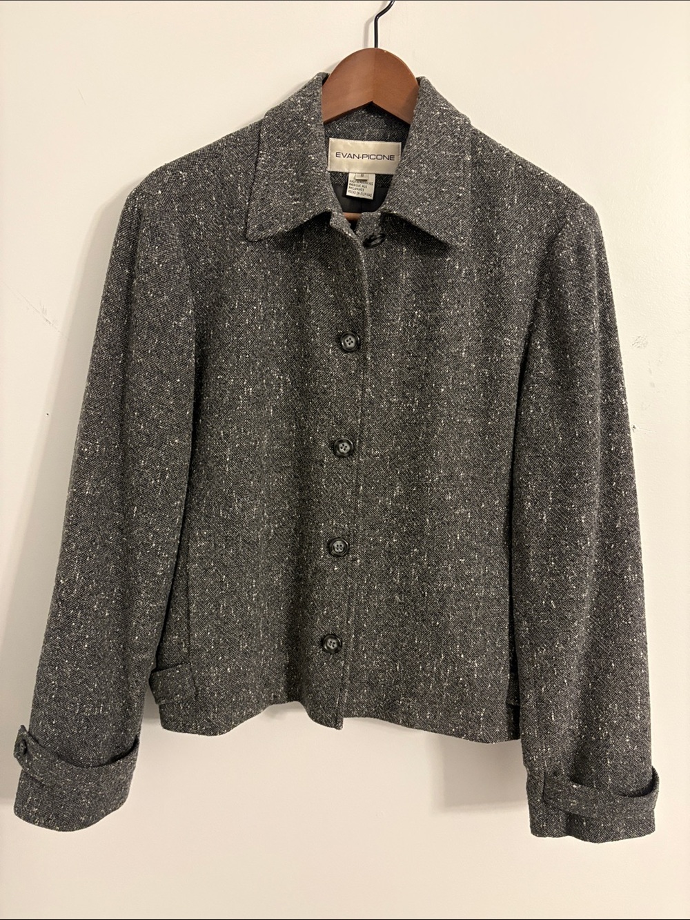 Evan Picone Charcoal Flecked Button-Front Women's Jacket